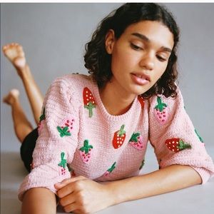 New Zara Strawberry Sweater - Medium/M